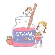 草莓奶酪插画