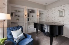 清代现代清新客厅蓝色凳子室内装修效果图