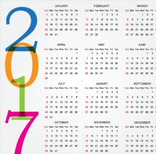 彩色简洁2017全年台历