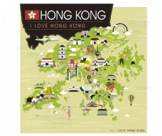 时尚卡通卡通时尚香港旅行地图