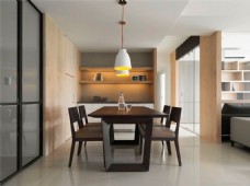 现代客厅褐色长条吊灯室内装修效果图