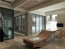 现代简约客厅木制玻璃茶几室内装修效果图