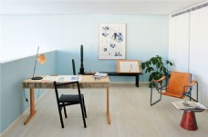 现代清新客厅薄荷蓝背景墙室内装修效果图