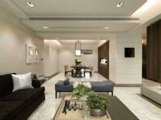 现代室内现代时尚简约客厅白色花纹地板室内装修图