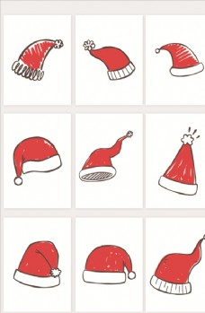 矢量手绘卡通红色圣诞帽