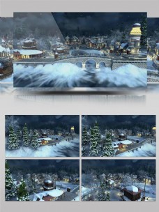 4K超清梦幻3D雪景圣诞节动画素材