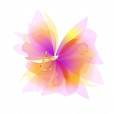 花朵创意创意多彩透明花朵png元素