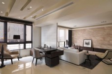 沙发背景墙现代时尚客厅纯色沙发室内装修效果图