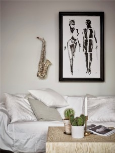沙发背景墙现代时尚客厅白色棉麻沙发室内装修效果图