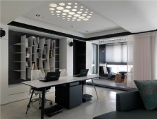 现代质感客厅白色桌子室内装修效果图