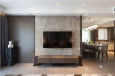 现代室内现代时尚客厅褐色大理石背景墙室内装修图