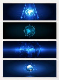 地球背景一组蓝色地球光线科技背景