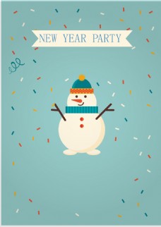 欢乐Party卡通雪人新年party背景素材