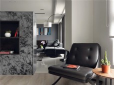 简约时尚客厅灰色大理石电视背景装修效果图