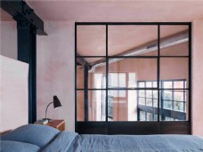 北欧清新浅粉色背景墙卧室室内装修效果图