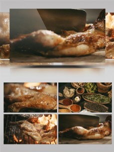 美食素材美食烤鹅烤鸭制作视频素材