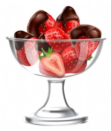 淋上巧克力酱的草莓png透明素材