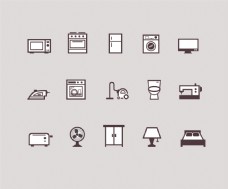 现代生活之日式IKEA家具15款家电器具图标