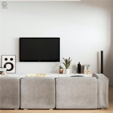 现代时尚浅灰色绒质沙发客厅室内装修效果图