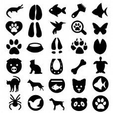 宠物狗30个宠物相关的黑色图标