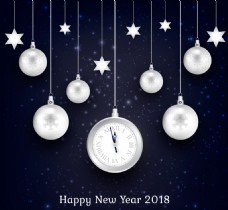 2018新年背景与银色圣诞球