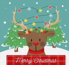 可爱圣诞驯鹿节日贺卡矢量素材