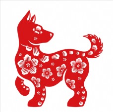 中华文化生肖剪纸狗