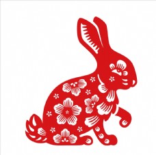 中国风设计生肖剪纸兔