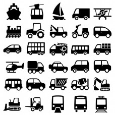交通运输30枚运输与交通的黑色图标