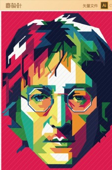 披头士列侬波普人物肖像矢量图